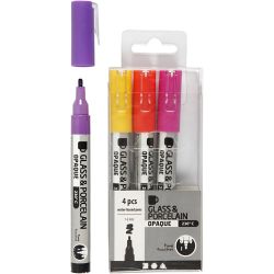 Lasi- ja posliinitussi, paksuus 1-2 mm, läpikuultavat, oranssi, violetti, vaaleanpunainen, keltainen, 4kpl/ 1 pkt