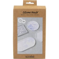 Silikonimuotti, Neliö, ympyrä, kuusikulmainen ja soikea, Kork. 1-1,5 cm, halk. 9-11,2 cm, 4kpl/ 1 pkt