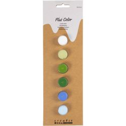 Plus Color -Askartelumaali, vihreä/sinisävyt, 6x5 ml/ 1 pkt