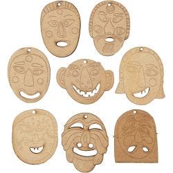 Ripustettavat naamiot, koko 5,5-7 cm, paksuus 4 mm, 24 kpl/ 1 pkt