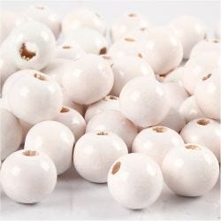 Puuhelmet, halk. 10 mm, aukon koko 3 mm, valkoinen, 20 g/ 1 pkt
