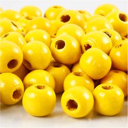 Puuhelmet, halk. 10 mm, aukon koko 3 mm, keltainen, 20 g/ 1 pkt