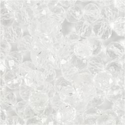 Fasettihiotut Lasihelmet, koko 5x6 mm, aukon koko 1 mm, kristalli/kirkas, 100 kpl/ 1 pkt