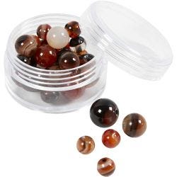 Akaattikivihelmet, koko 1x10, 12x8, 15x6 mm, aukon koko 0,9-1 mm, tummanruskea, 28 kpl/ 1 pkt