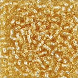 Rocaille-siemenhelmet, halk. 3 mm, koko 8/0, aukon koko 0,6-1,0 mm, kulta, 25 g/ 1 pkt