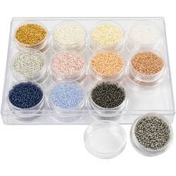 Rocaille-siemenhelmet, 1,7 mm, 15/0, 0,5-0,8 mm, murretut värit, 12x15g/ 1 pkt