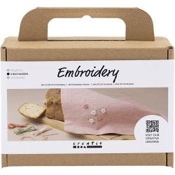 Askartelusetti Mini Kirjailu, Kangaslautasliina, dusty rose, 1 pkk/ 1 pkt