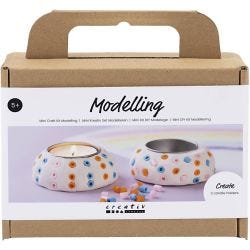 Askartelusetti Mini Muovailu, Kynttilänjalat, valkoinen, 1 pkk/ 1 pkt