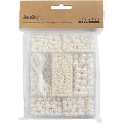 Askartelupaketti Korut, Kaulakoru ja rannekoru, helmiäisvalk., 1 pkk/ 1 pkt