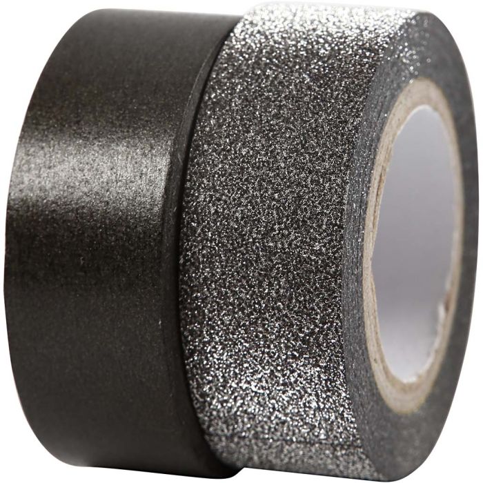 Design-teippi, Lev: 15 mm, musta, 2 rll/ 1 pkt