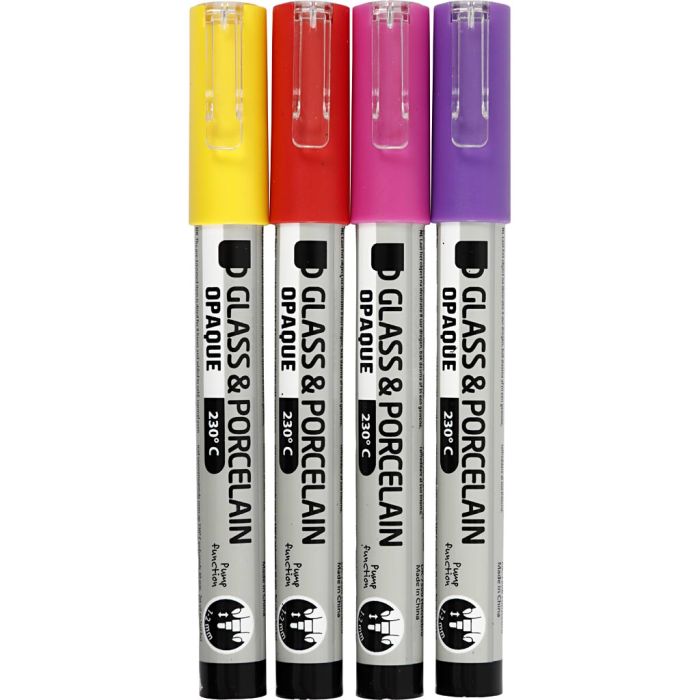 Lasi- ja posliinitussi, paksuus 1-2 mm, läpikuultavat, oranssi, violetti, vaaleanpunainen, keltainen, 4 kpl/ 1 pkt