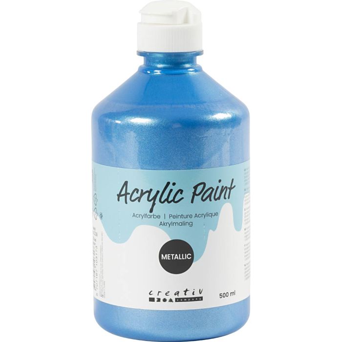 Metallinhohtoinen akryylimaali, sininen, 500 ml/ 1 pll