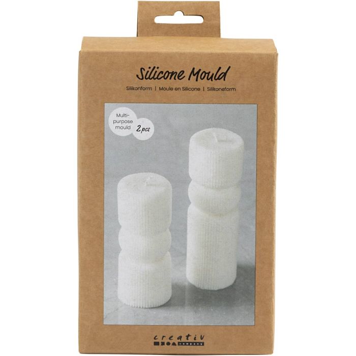 Silikonimuotti, Sylinteri ja kaari urilla, Kork. 11+14 cm, halk. 4+4 cm, 2 kpl/ 1 pkt