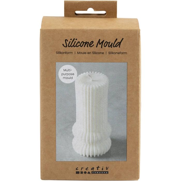 Silikonimuotti, Kaareva sylinteri urilla, Kork. 12,5 cm, halk. 6 cm, 1 kpl/ 1 pkt