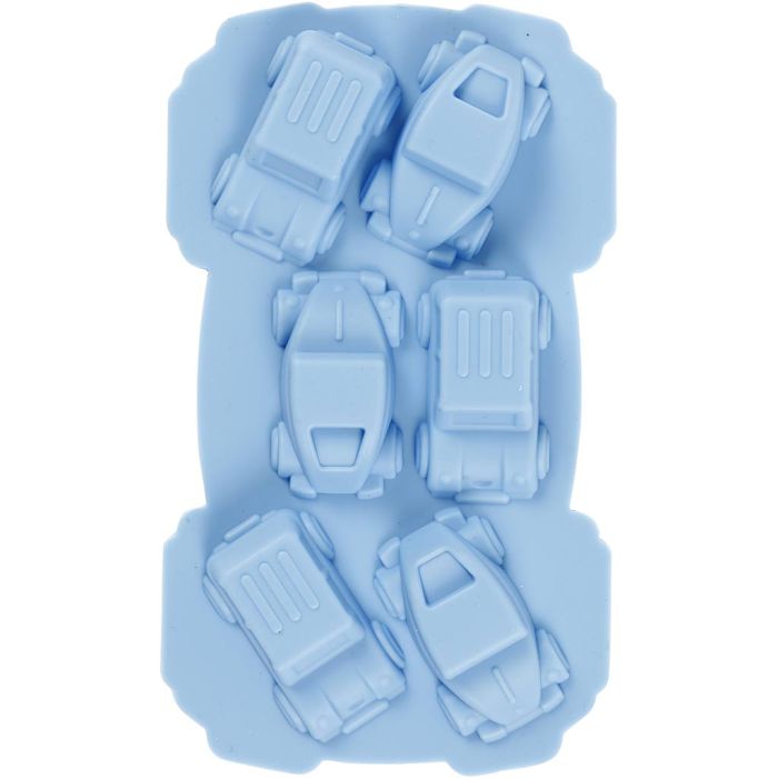Silikonimuotti, Autot, Kork. 2,5 cm, Pit. 3 cm, Lev: 4,5 cm, 12,5 ml, 1 kpl
