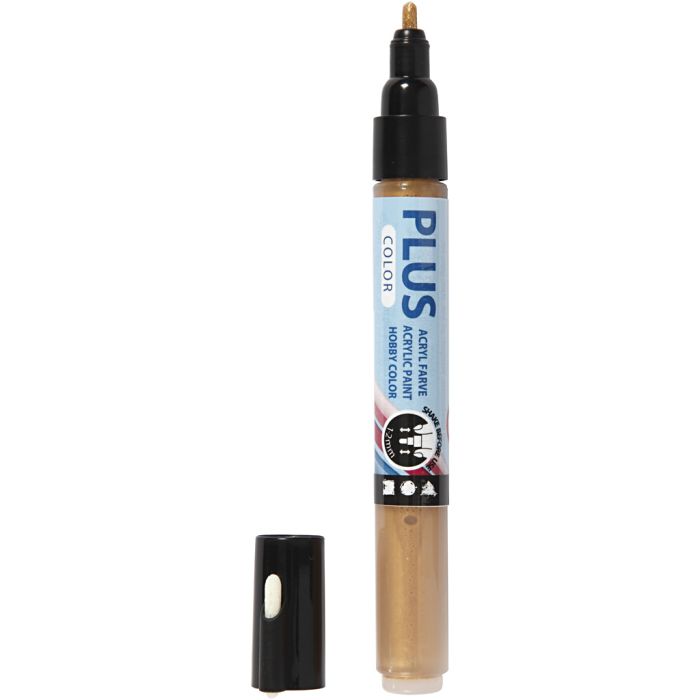 Plus Color -tussi, Pit. 14,5 cm, paksuus 1-2 mm, kulta, 5,5 ml, 1 kpl