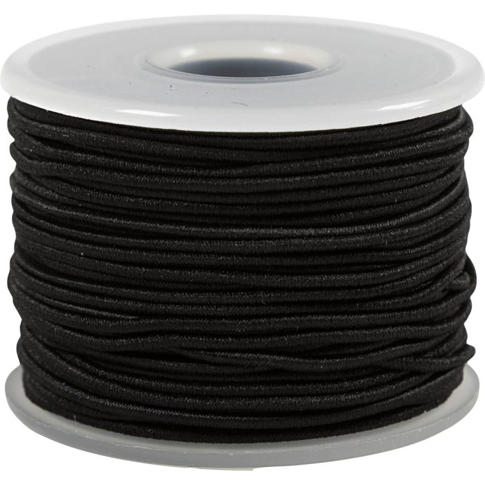 Elastinen korulanka, paksuus 1 mm, musta, 25 m/ 1 rll