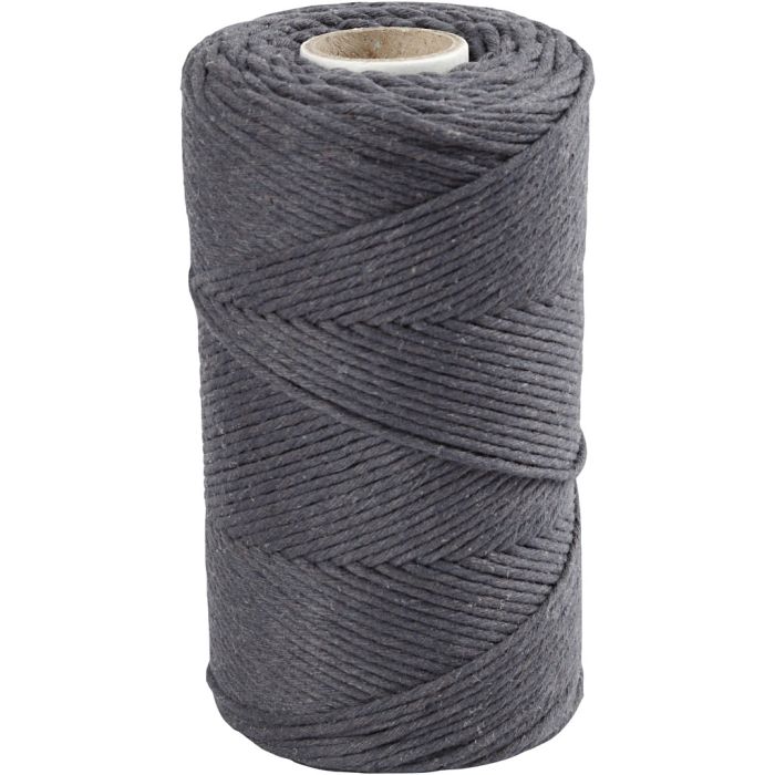 Makrameenyöri, Pit. 198 m, halk. 2 mm, harmaa, 330 g/ 1 rll