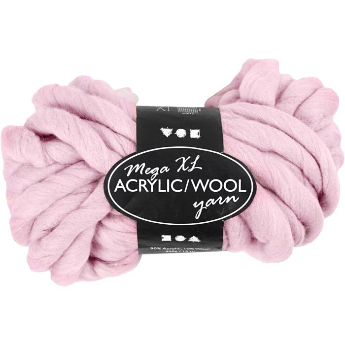 Paksu Lanka Akryylia/Villaa, Pit. 15 m, koko mega, rosa, 300 g/ 1 kerä