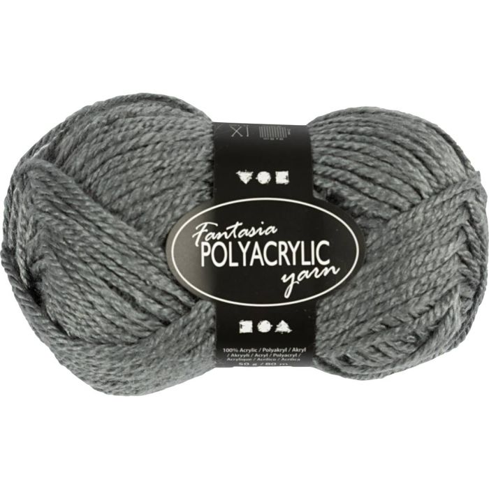 Fantasia-akryylilanka, Pit. 80 m, puikoila 4,5-5, harmaa, 50 g/ 1 kerä