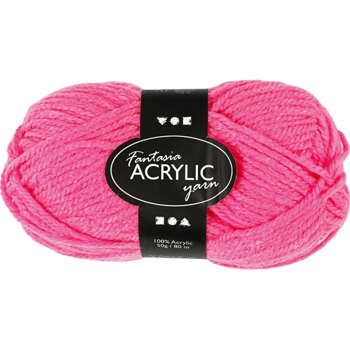 Fantasia-akryylilanka, Pit. 80 m, puikoila 4,5-5, neonpinkki, 50 g/ 1 kerä