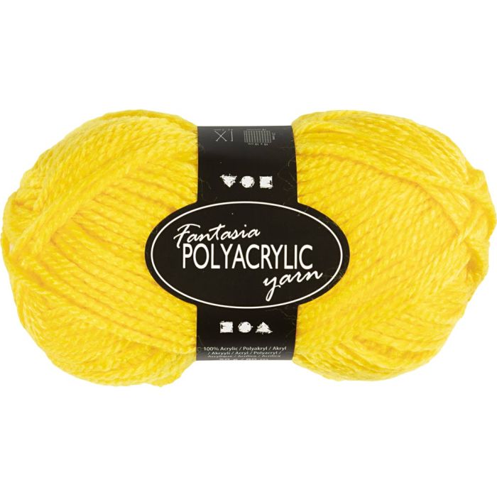 Fantasia-akryylilanka, Pit. 80 m, puikoila 4,5-5, keltainen, 50 g/ 1 kerä