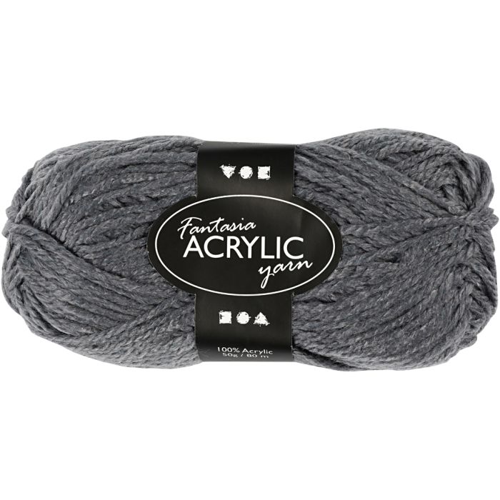 Fantasia-akryylilanka, Pit. 80 m, harmaa, 50 g/ 1 kerä