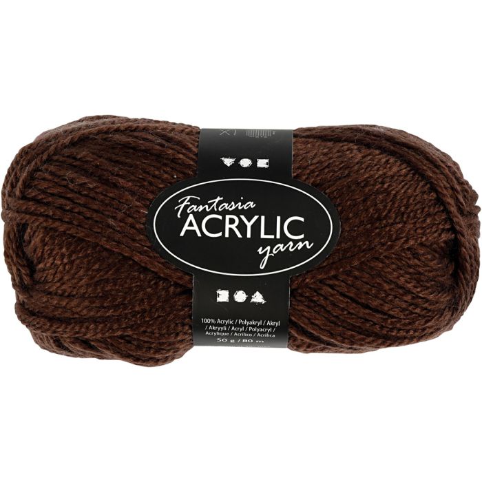 Fantasia-akryylilanka, Pit. 80 m, ruskea, 50 g/ 1 kerä