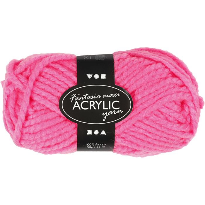 Fantasia-akryylilanka, Pit. 35 m, Maxi, neonpinkki, 50 g/ 1 kerä
