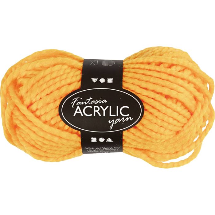 Fantasia-akryylilanka, Pit. 35 m, puikoila 9-10, keltainen, 50 g/ 1 kerä