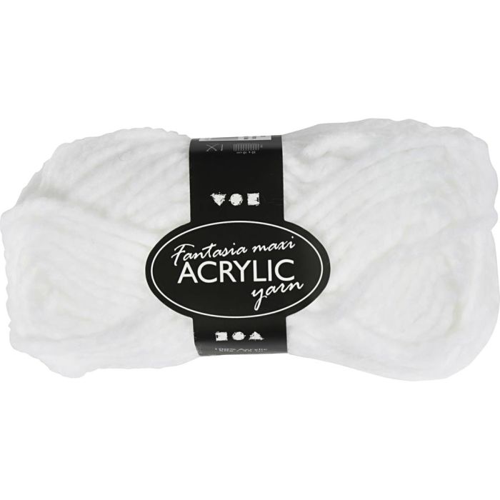 Fantasia-akryylilanka, Pit. 35 m, puikoila 9-10, valkoinen, 50 g/ 1 kerä