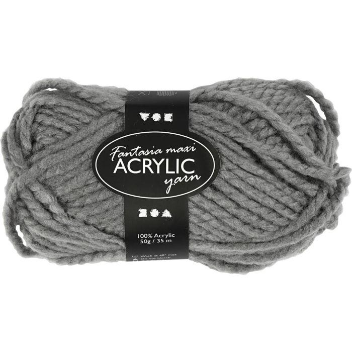 Fantasia-akryylilanka, Pit. 35 m, puikoila 9-10, harmaa, 50 g/ 1 kerä