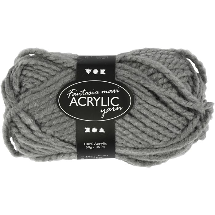 Fantasia-akryylilanka, Pit. 35 m, Maxi, harmaa, 50 g/ 1 kerä
