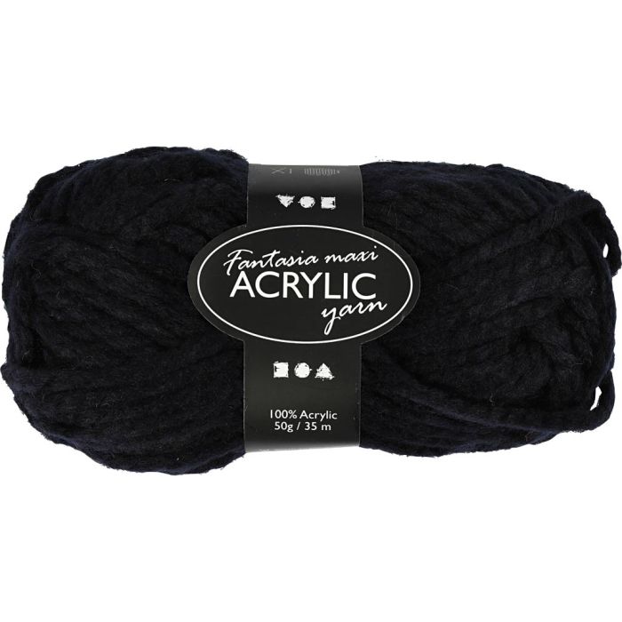 Fantasia-akryylilanka, Pit. 35 m, puikoila 9-10, musta, 50 g/ 1 kerä