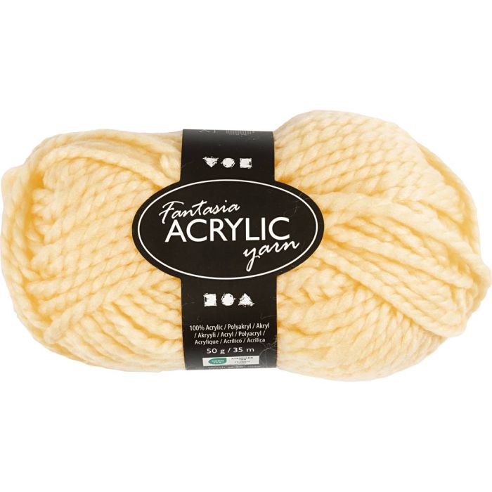 Fantasia-akryylilanka, Pit. 35 m, puikoila 9-10, vaaleankeltainen, 50 g/ 1 kerä