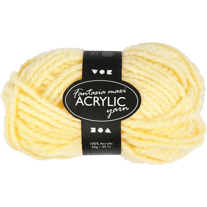 Fantasia-akryylilanka, Pit. 35 m, Maxi, vaaleankeltainen, 50 g/ 1 kerä