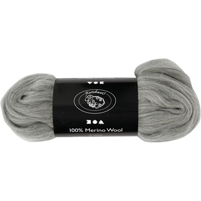 Merinovilla, paksuus 21 my, harmaa, 100 g/ 1 pkt