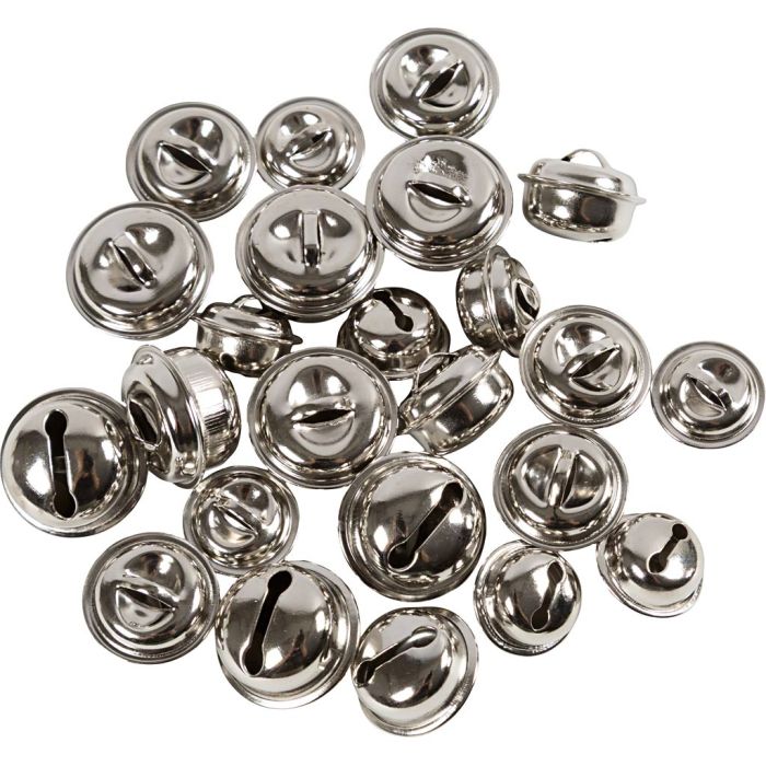 Kulkuset, koko 13+15+17 mm, hopea, 24 kpl/ 1 pkt