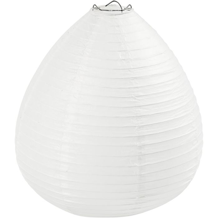 Paperilamppu, Sadepisara, Kork. 27 cm, halk. 25 cm, valkoinen, 1 kpl