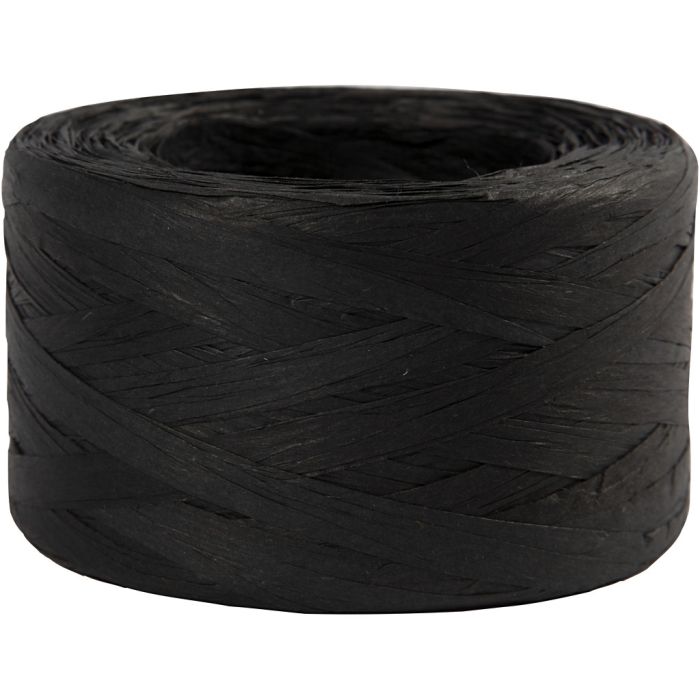 Raffia- Paperinaru, Lev: 7-8 mm, musta, 100 m/ 1 rll