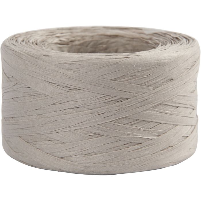 Raffia- Paperinaru, Lev: 7-8 mm, vaaleanharmaa, 100 m/ 1 rll