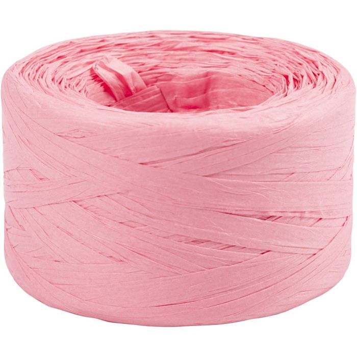 Raffia- Paperinaru, Lev: 7-8 mm, vaaleanrosa, 100 m/ 1 rll