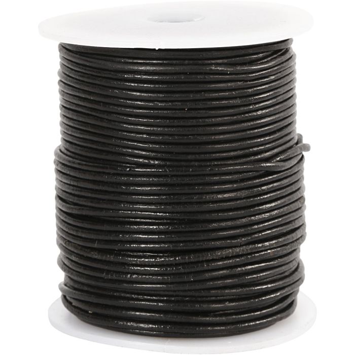 Nahkanyöri, paksuus 2 mm, musta, 50 m/ 1 rll