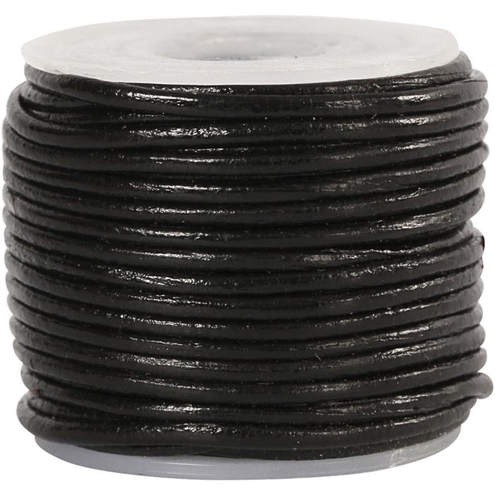 Nahkanyöri, paksuus 1 mm, musta, 10 m/ 1 rll