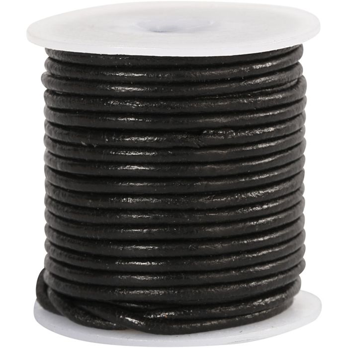 Nahkanyöri, paksuus 2 mm, musta, 10 m/ 1 rll