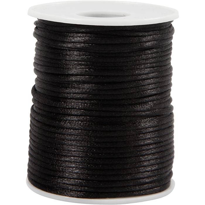 Satiininyöri, paksuus 2 mm, musta, 50 m/ 1 rll