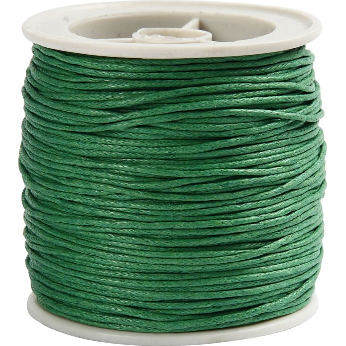 Puuvillanyöri, paksuus 1 mm, vahattu, vihreä, 40 m/ 1 rll
