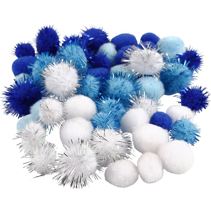 Pompomit, halk. 15+20 mm, värilajitelma, 48 kpl/ 1 pkt
