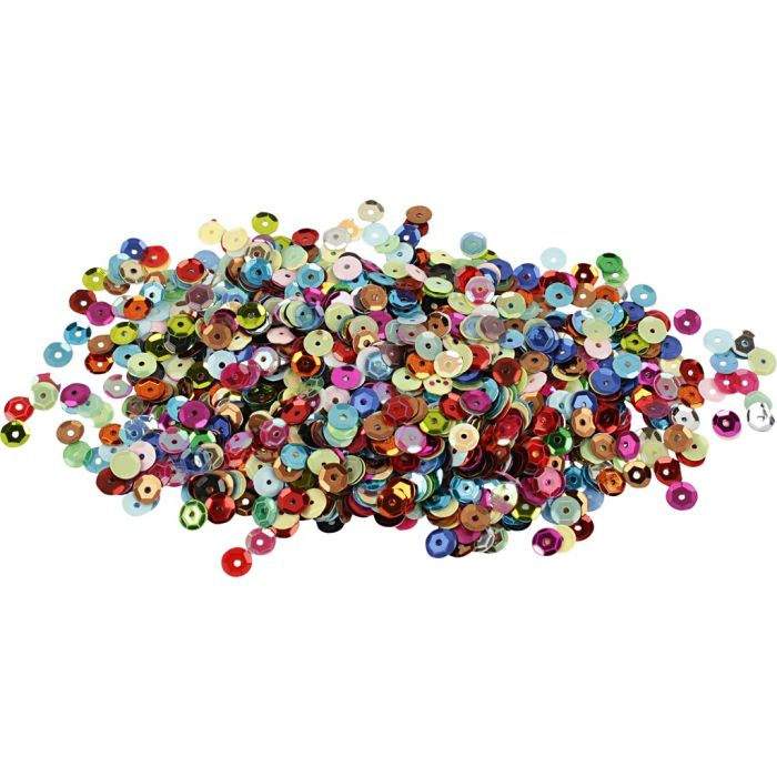 Paljetit, pyöreä, halk. 6 mm, 100 g/ 1 pkt
