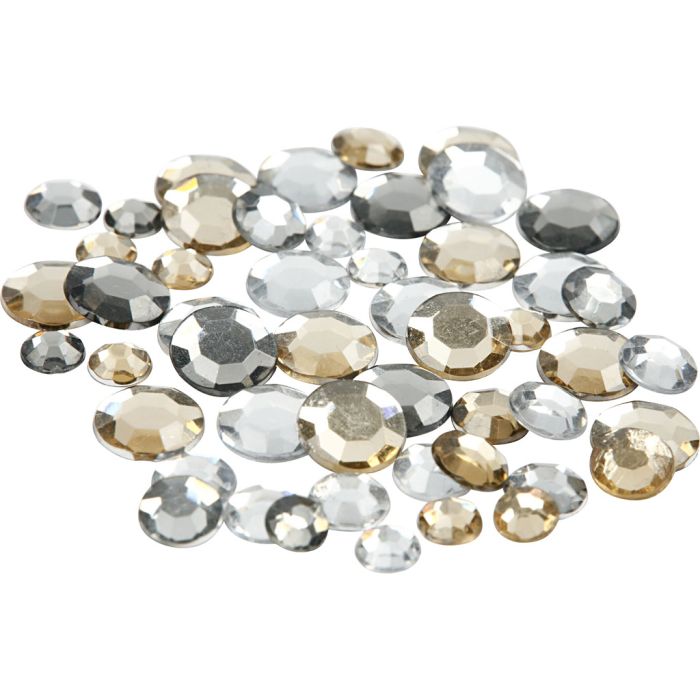 Akryylitimantit, pyöreät, koko 6+9+12 mm, kultainen, 360 kpl/ 1 pkt